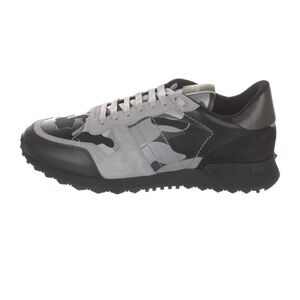 Valentino Garavani Black and Gray Camouflage Sneakers
